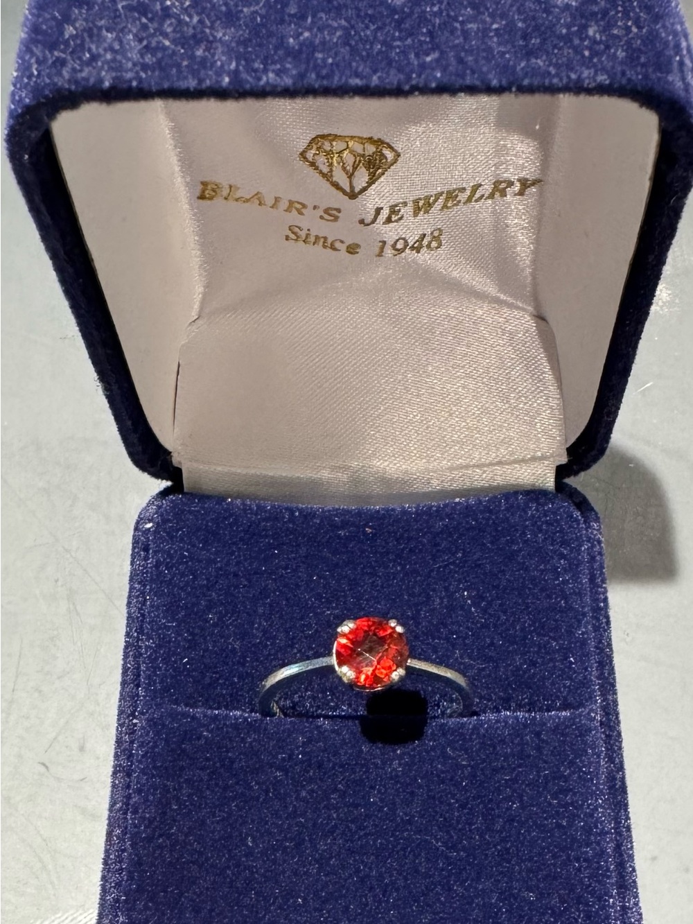 Garnet Solitaire Ring 14K white gold